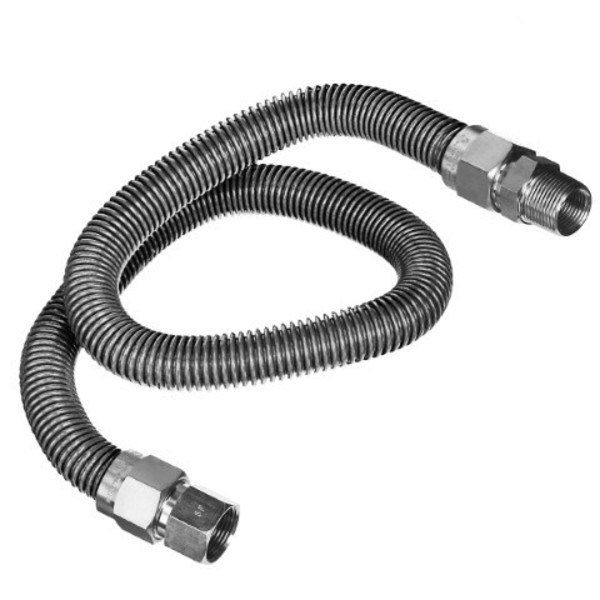 Flextron Gas Line Hose 3/8'' O.D.x36'' Length 1/2" FIPx3/8" MIP Fittings, Stainless Steel Flexible Connector FTGC-SS14-36F